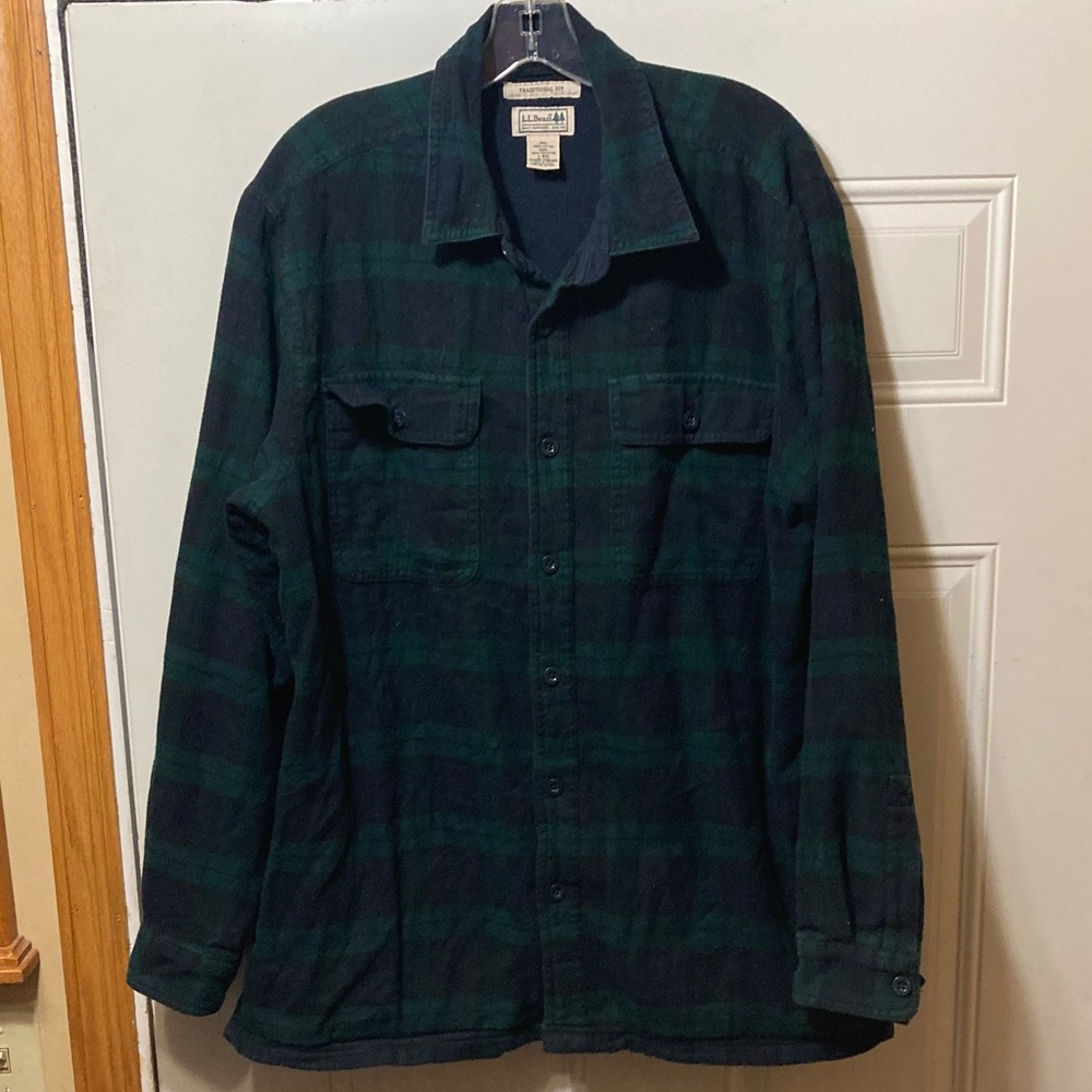 Vintage L.L. Bean Men's Dark Plaid Shirt Jacket L